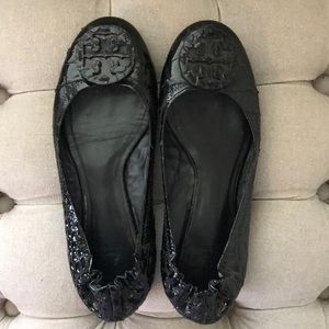 COPY - Tory Burch Black Reva Croc flats